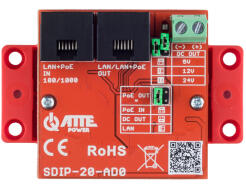 SDIP‑20‑AD0 - Adapter PoE obniżający napięcie Vout 5V/12V/24V, Pout max 20W 802.3at/af oraz PASSIVE - Atte | SDIP‑20‑AD0