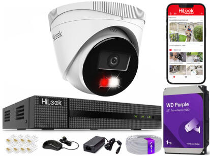 Zestaw do Monitoringu IP 6Mpx, 1 Kamera IPC-T260HA-LU Smart Hybrid Light, PoE - HiLook by Hikvision | IPC-T260HA-LU(x1) POE KIT