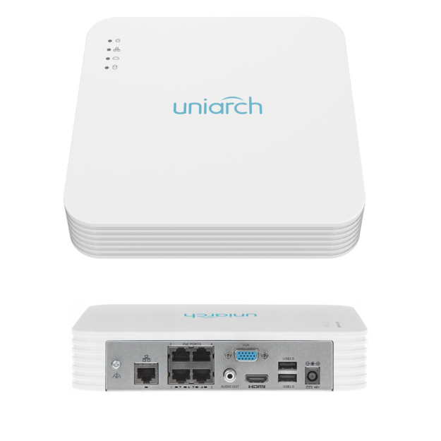 NVR-104LS-P4 - Rejestrator 4 kanałowy PoE, 5Mpx, 1x HDD - Uniarch By Uniview | NVR-104LS-P4