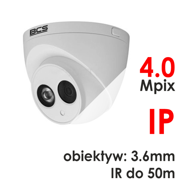 BCS-DMIP2401AIR-II - Kamera kopułkowa 4.0 Mpix IP 3.6mm IR 50m WDR - BCS