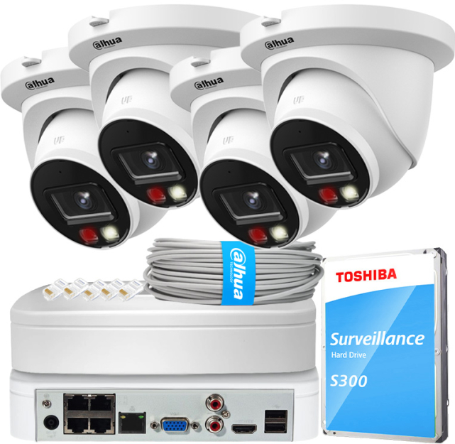 Zestaw do Monitoringu IP 6Mpx, 4 Kamery IPC-HDW2649TM-S-IL-0280B, Dual Light, PoE - DAHUA | IPC-HDW2649TM-S-IL-0280B(X4) POE KIT