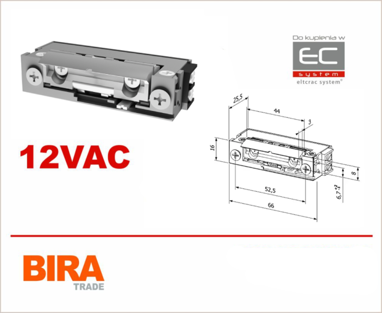 F00UW - Elektrozaczep niskoprądowy z blokadą, 12-24V AC/DC -  Biratronik | F00UW