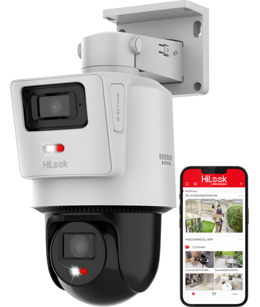 PTZ-N2D400M-DE/14 - Kamera obrotowa IP TandemVu 4Mpx+4Mpx, 2.8mm + 8mm, Smart Hybrid Light - HiLook By Hikvision | 5906667304497