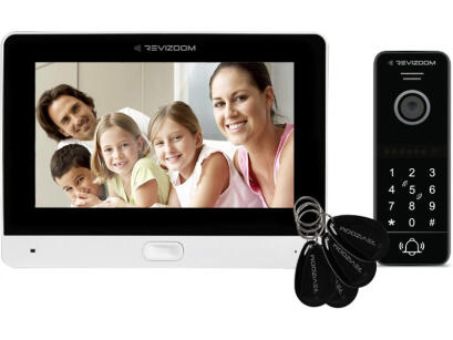 RM-T471HD WHITE/RC-411HD-CK - Zestaw wideodomofonowy z czytnikiem RFID oraz klawiaturą numeryczną, analogowy, 2Mpx, WiFi, LAN, microSD - Revizoom | RM-T471HD WHITE/RC-411HD-CK