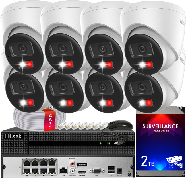 Zestaw do monitoringu IP 6Mpx 3K, 8 Kamer IPC-T260HA-LUF/SL Live Guard, PoE  - HiLook by Hikvision | IPC-T260HA-LUF/SL(x8) POE KIT
