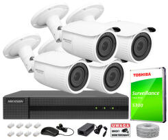 Zestaw do monitoringu IP, 4 kamery 4Mpx IR30, Motozoom, 1TB, 4xPoE - Hikvision Hiwatch | 5904035370242
