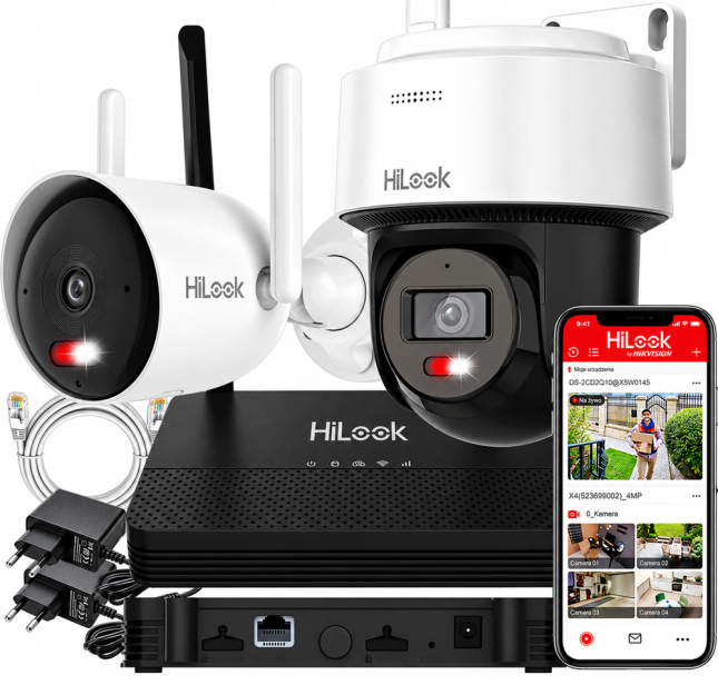 IKS-2044BPH-PH/WX - Zestaw do monitoringu WiFi EasyLink, Kamera Tubowa 4Mpx + Obrotowa 4Mpx, Rejestrator NVS - HiLook by Hikvision | IKS-2044BPH-PH/WX