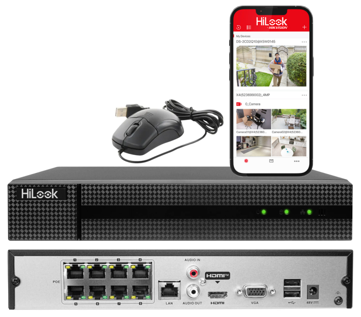 NVR-8CH-5MP/8P - Rejestrator IP 8-kanałowy, 8x PoE, do 8Mpx, MD 2.0 - Hilook by Hikvision | 303618770
