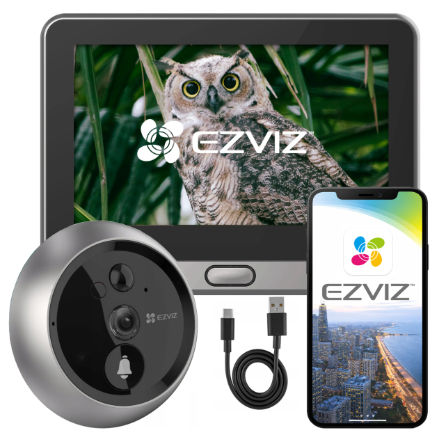 CP4 - Inteligentny wizjer WiFi z dotykowym ekranem, kamera FHD, kąt 166° - EZVIZ | 6941545620954