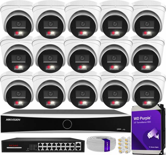 Zestaw do monitoringu IP 8Mpx 4K, 16 Kamer IPC-T280HA-LU PoE  - HiLook by Hikvision | IPC-T280HA-LU (x16) POE KIT
