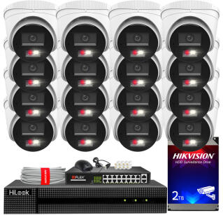 Zestaw do monitoringu IP 8Mpx 4K, 16 Kamer IPC-T280HA-LU PoE  - HiLook by Hikvision | IPC-T280HA-LU (x16) POE KIT