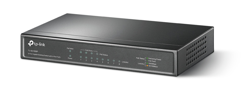 TL-SG1008P - Przełącznik typu desktop, 8 portów gigabitowych, 4 porty PoE - TP-link | TL-SG1008P