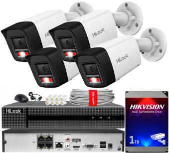Zestaw do monitoringu IP 8Mpx 4K, 4 Kamery IPC-B180HA-LUF/SL Live Guard, PoE  - HiLook by Hikvision | IPC-B180HA-LUF/SL(x4) POE KIT
