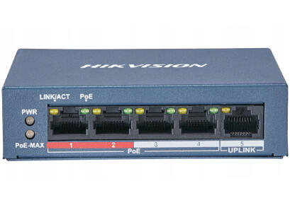 DS-3E0105P-E/M(B) - Switch PoE 4+1 10/100Mbps, 35W - Hikvision | 6941264013952