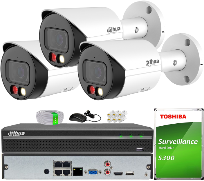 Zestaw do Monitoringu IP 8Mpx, 3 Kamery IPC-HFW2849S-S-IL-0280B, Dual Light, PoE - DAHUA | IPC-HFW2849S-S-IL-0280B(X3) POE KIT