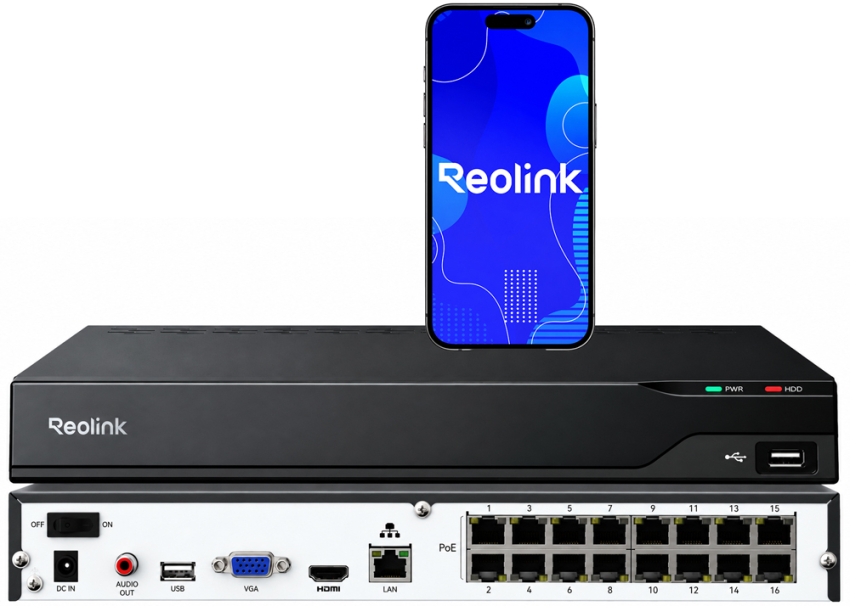 RP-PN16-NHD - Rejestrator IP NVR 24 kanały, 16x PoE, do 16MPx, HDMI 4K, 32TB, AI - Reolink | 6978285031917