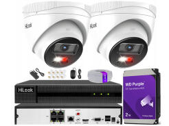 Zestaw do Monitoringu IP 6Mpx 2  Kamery IPCAM-T6-30DL, Hybrid Light, Rejestrator 4ch z PoE, MD 2.0 - HiLook by Hikvision | IPCAM-T6-30DL + NVR-4CH-5MP/4P