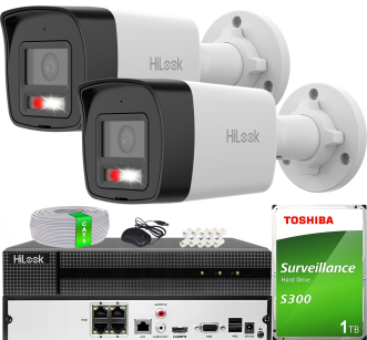 Zestaw do Monitoringu IP 4Mpx, 2 Kamery IPC-B140HA-LUC Smart Hybrid Light, PoE - HiLook by Hikvision | IPC-B140HA-LUC(x2) POE KIT