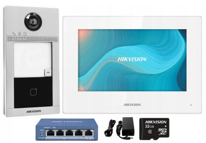 DS-KIS604-S-W - Zestaw wideodomofonowy Villa IP, Mifare, PoE - Hikvision | DS-KIS604-S-W