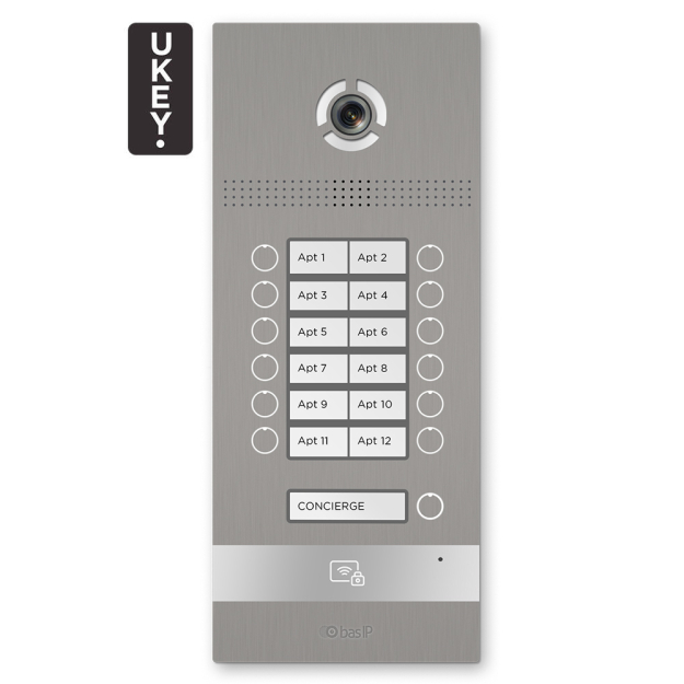 BI-12FB SILVER - Panel bramowy IP, 12-lokatorski, UKEY, SIP 2.0 - BasIP | 5060514913222