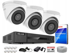 Zestaw do Monitoringu IP 5Mpx 3 Kamery IPCAM-T5 - HiLook by Hikvision | IPCAM-T5 + NVR-4CH-5MP/4P
