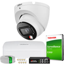Zestaw do Monitoringu IP 6Mpx, 1 Kamera IPC-HDW1639T-A-IL, Dual Light, PoE - DAHUA | IPC-HDW1639T-A-IL(X1) POE KIT