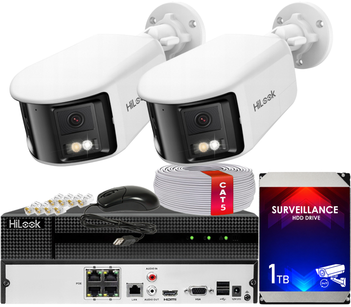 Zestaw do Monitoringu IP 8Mpx, 2 Kamery IPC-B480HAD-LUF/SL Smart Hybrid Light, MD2.0, Live Guard - HiLook by Hikvision | IPC-B480HAD-LUF/SL(x2) POE KIT