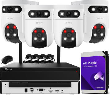 Zestaw Monitoringu WiFi 5Mpx+5Mpx, 4 Kamery Obrotowe H9c 3K, Dual Light + Autotracking, Audio - EZVIZ | H9c 5Mpx+5Mpx (x4) WIFI KIT