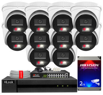 Zestaw do monitoringu IP 8Mpx 4K, 10 Kamer IPC-T280HA-LU PoE  - HiLook by Hikvision | IPC-T280HA-LU (x10) POE KIT