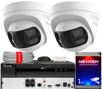 Zestaw do Monitoringu IP 8Mpx, 2 Kamery IPC-T280HAD-LUF/SL Smart Hybrid Light, MD2.0, Live Guard - HiLook by Hikvision | IPC-T280HAD-LUF/SL(x2) POE KIT