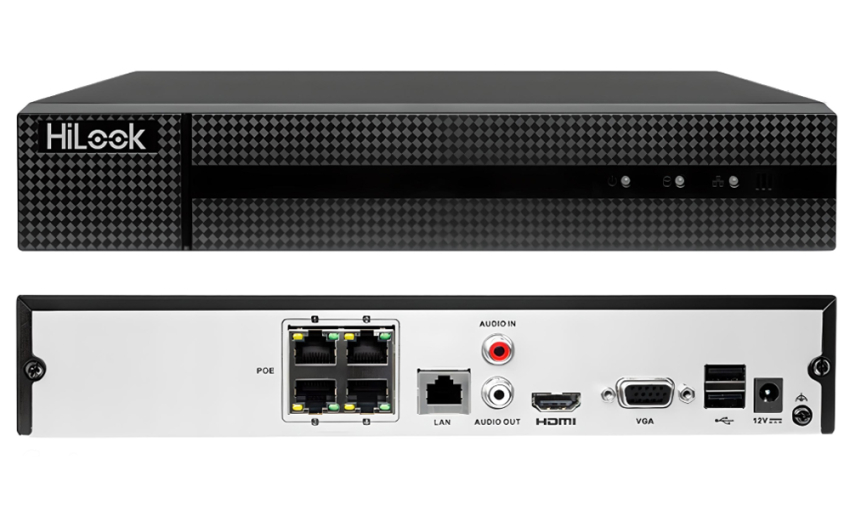 NVR-104MH-C/4P / NVR-4CH-5MP/4P - Rejestrator IP 4-kanałowy, 4x PoE, do 8Mpx, MD 2.0 - Hilook by Hikvision | 6936422170530