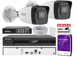 Zestaw do Monitoringu IP 8Mpx, Zewnętrzny, 2x HWI-B180H, Rejestrator 8ch - Hikvision Hiwatch | HWI-B180H + HWN-4108MH