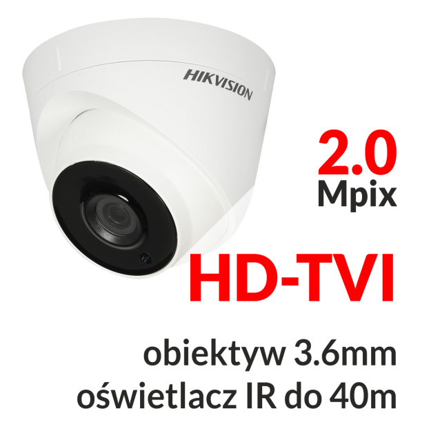 DS-2CE56D1T-IT3 - Kamera kopułkowa 2.0 Mpix HD-TVI 3.6mm IR 40m - HIKVISION | DS-2CE56D1T-IT3