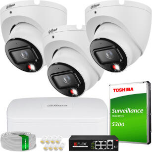 Zestaw do Monitoringu IP 6Mpx, 3 Kamery IPC-HDW1639T-A-IL, Dual Light, PoE - DAHUA | IPC-HDW1639T-A-IL(X3) POE KIT
