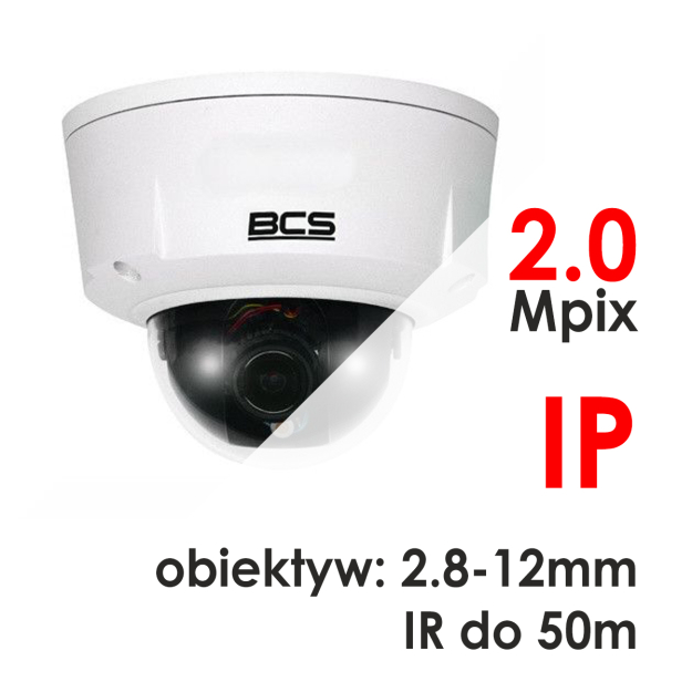 BCS-DMIP8301AIR-II - Kamera kopułkowa 3.0 Mpix IP 2.7-12mm IR 50m microSD WDR - BCS