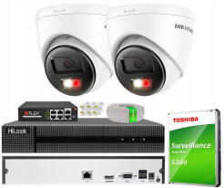 Zestaw do Monitoringu IP 4Mpx, 2 Kamery VE-NC143F-LIU, Smart Hybrid Light, Audio - Hikvision | VE-NC143F-LIU(x2) POE KIT