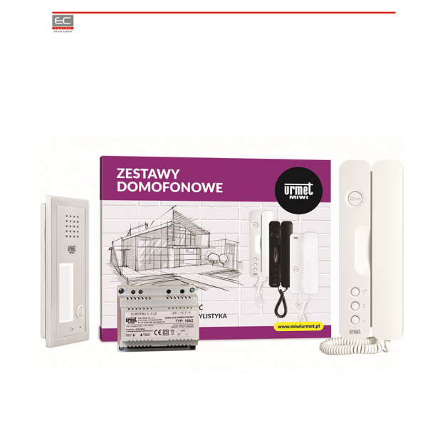6025/401 - Zestaw domofonowy analogowy jednorodzinny z podtynkowym panelem ELITE i unifonem SIGNO - MIWI-URMET | 6025/401
