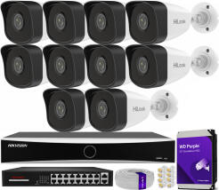 Zestaw do monitoringu IP 5Mpx, 10 Kamer IPC-B150H, PoE, IR30m - HiLook by Hikvision | IPC-B150H (x10) POE KIT