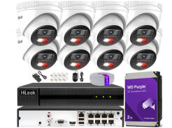 Zestaw do Monitoringu IP 6Mpx 8  Kamer IPCAM-T6-30DL, Hybrid Light, Rejestrator 8ch z PoE, MD 2.0 - HiLook by Hikvision | IPCAM-T6-30DL + NVR-8CH-5MP/8P