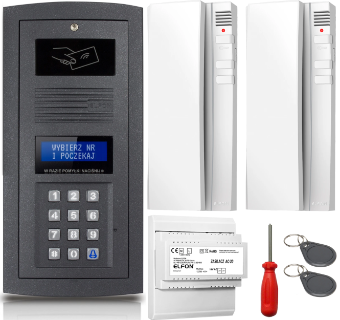 Zestaw domofonowy Elfon OPTIMA OP-255R-G + 2x Unifon OP-U7 - ELFON | OP-255R-G + 2x OP-U7