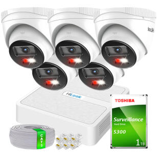 Zestaw do Monitoringu IP Full HD, 5 Kamer IPCAM-T2-30DL, Hybrid Light, Rejestrator 8ch PoE, MD 2.0 - HiLook by Hikvision | 5x IPCAM-T2-30DL- + NVR-8CH-H/8P