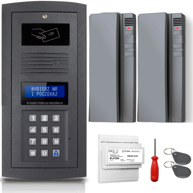Zestaw domofonowy Elfon OPTIMA OP-255R-G + 2x Unifon OP-U7-S - ELFON | OP-255R-G + 2x OP-U7-S