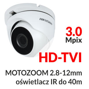 DS-2CE56F7T-IT3Z - Kamera kopułkowa 3.0 Mpix HD-TVI MOTOZOOM 2.8-12mm IR 40m WDR - HIKVISION | DS-2CE56F7T-IT3Z