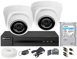 Zestaw do monitoringu Full HD, 2 kamery 2Mpx, HDD 1TB, rejestrator 4ch - Hikvision Hiwatch | 5904035370945