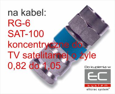 Wtyk kompresyjny / złącze typ F  na kabel RG-6 - PCT