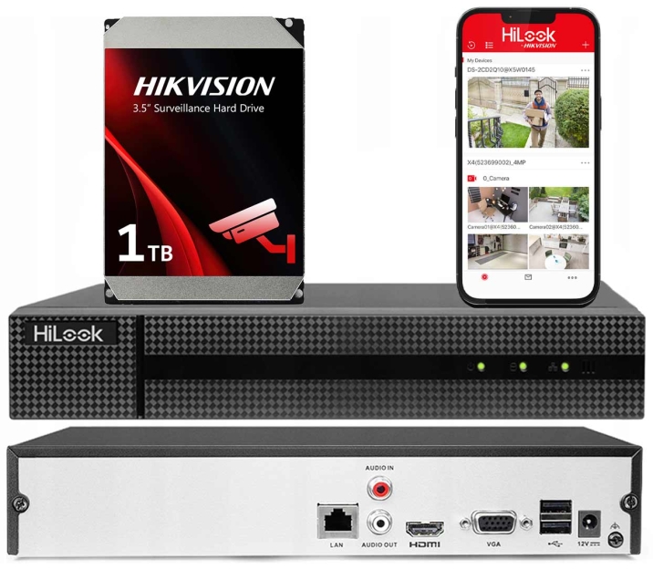 NVR-104MH-C-1TB - Rejestrator IP 4-kanałowy z dyskiem 1TB, do 8Mpx, H.265+, 1xSATA, MD2.0 - HiLook by Hikvision | NVR-104MH-C-1TB