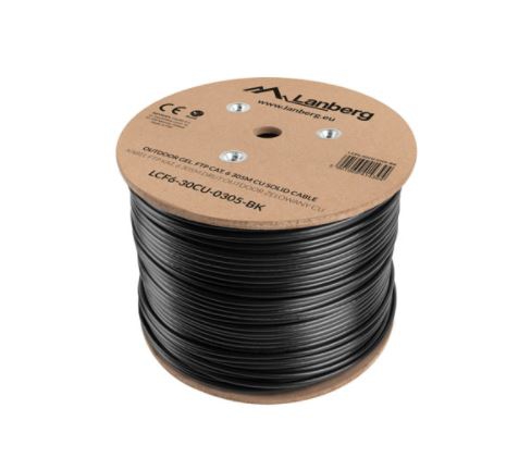 KABEL LAN FTP KAT-6 - 305M, żelowany, outdoor - Lanberg | LCF6-30CU-0305-BK
