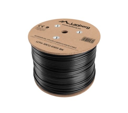 KABEL LAN FTP KAT-6 - 305M, żelowany, outdoor - Lanberg | LCF6-30CU-0305-BK