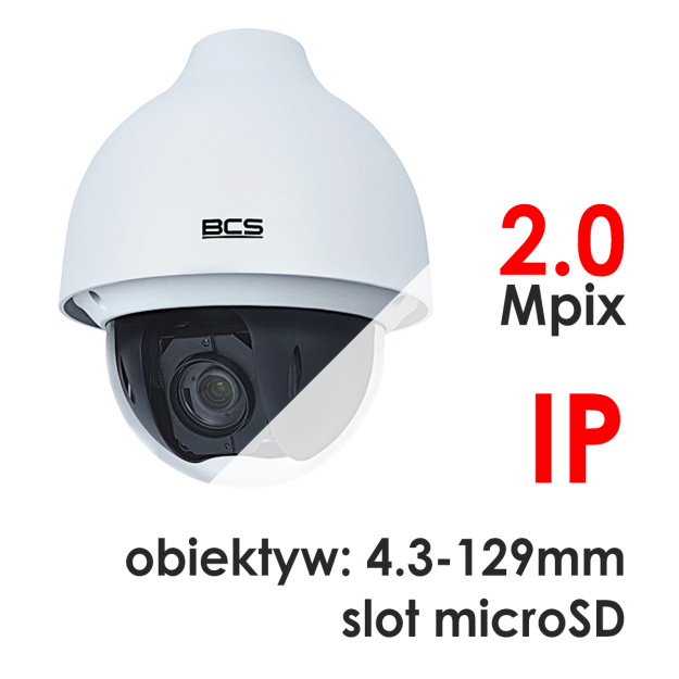 BCS-SDIP2230A-II - Kamera szybkoobrotowa 2.0 Mpix IP 4.3-129mm microSD - BCS