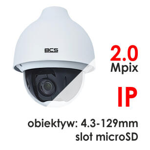 BCS-SDIP2230A-II - Kamera szybkoobrotowa 2.0 Mpix IP 4.3-129mm microSD - BCS